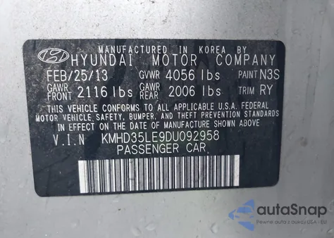 2013 Hyundai Elantra Gt from USA, damaged, VIN KMHD35LE9DU092958